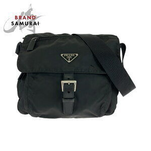 Prada Tessuto triangular logo plate black nylon Shoulder Bag